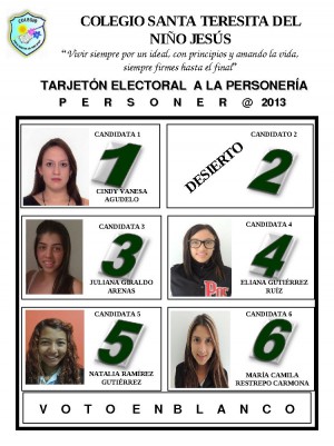 ELECCIÓN DEL PERSONERO ESTUDIANTIL 2014